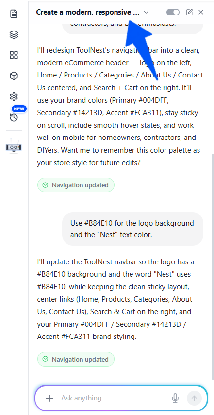The AI Buddy chat showing the list of past conversations in history